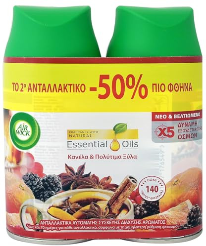 2 x Air Wick Freshmatic Spray Refill 250ml - Crackling Fire & Cinnamon Spice