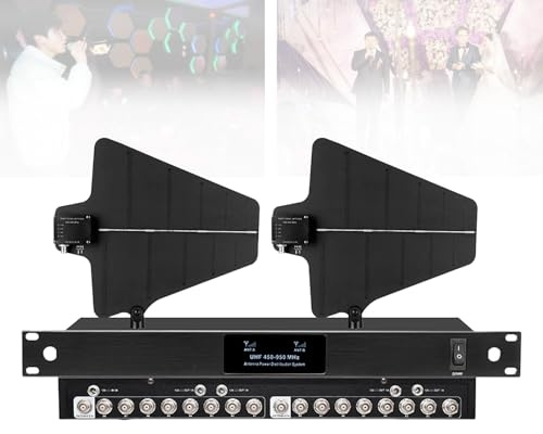 LwiftGal Amplificatore di Segnale per Microfono Wireless, Distribuzione Antenna Uhf, 8/16 Ingressi + 2 Palette per Antenna, Copre La Gamma di Frequenza 450-950 MHz 16Input