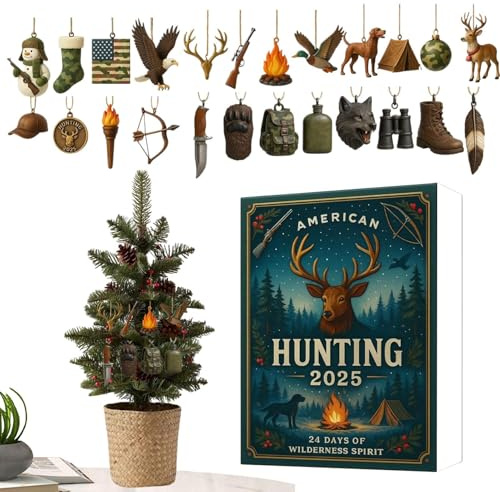L-Kalender, 2025 Jagdadvent-Dekoration, 2D | Weihnachts-Countdown mit Jagdspielzeug | für Geburtstag, Party, Urlaub, Eingang, Fenster, Kronen, Schlafzimmer, Schränke