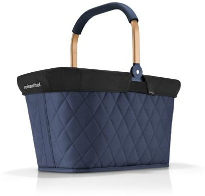 Reisenthel Set carrybag frame rhombus midnight gold mit Cover black Stabiler Einkaufskorb mit praktischer Innentasche – Elegantes und wasserabweisendes Design