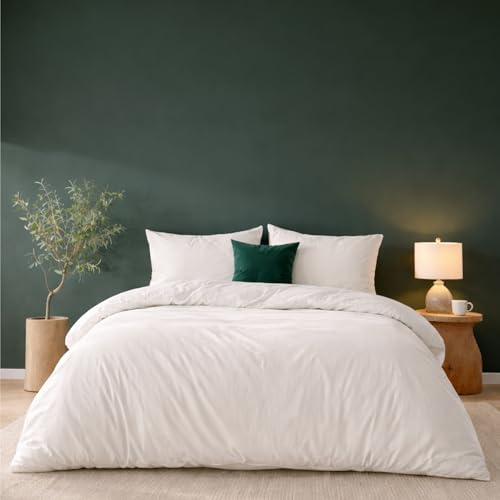 Twinzen - Bettwäsche 200x200 + 2 Kissenbezüge 50x70 cm - 100% Mikrofaser | Weiß · Bettbezug · 3 Teile · Weich · Hautfreundlich · OEKO-TEX · Reißverschluss · Pflegeleicht · Langlebig