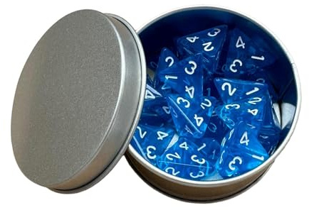 LeeQinersw 25er Packung 4 Seitiger Würfel für Rollenspiele, Acryl Polyederwürfel Set D4 16 Mm, Blau