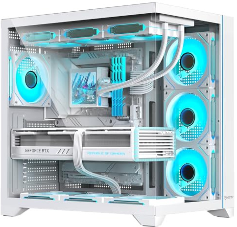 Hiditec H3 | Caja PC Gaming ATX | USB-C | Ventilador ARGB | BTF | Blanca