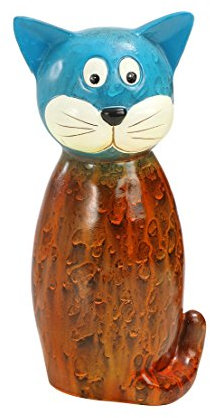 Dehner Zaunfigur Mieze, ca. 23.5 x 12 x 9 cm, Polyresin, rot/blau, Bunt