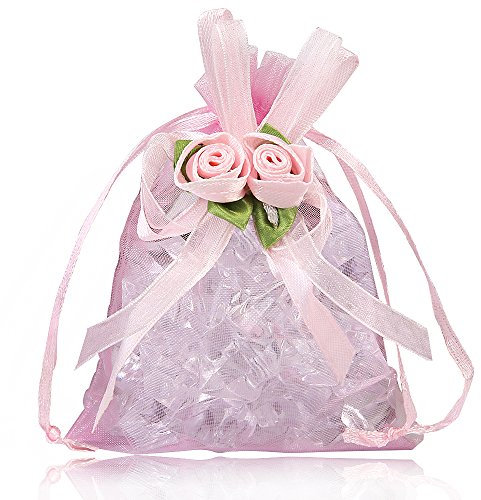 PLECUPE 20 Stück Organzasäckchen Organza Beutel Tunnelzug Hochzeit Säckchen Fest Party Beutel, 20 x 30cm Mehrfarbig Schmuckbeutel Säckchen Beutel für Geschenke Schmuckaufbewahrung, Rosa