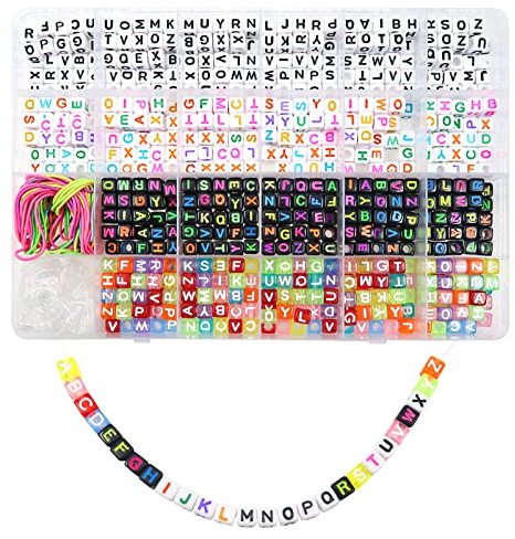 TOAOB 800pcs Alphabet Lettre Perles en Acrylique Kit Cube 6mm Mélange Couleur Pour À La Main DIY Fabrication de Bijoux Bracelets Colliers Loisirs Créatifs