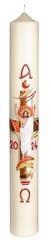 Wiedemann Osterkerzen 60 x 8 cm mit 10% Bienenwachs (Nr. 11) - Kerze, Unparfümiert, Traditionell & Elegant, Religiös, Ganzjährig, Natürlich, Pflanzlich, 1 Stück