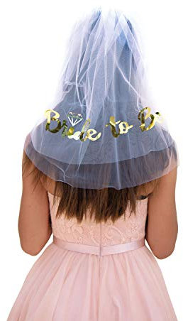 Oblique Unique® Bride to Be Brautschleier mit Haarkamm Einsteckkamm JGA Junggesellinnenabschied Hen Party Hochzeit Schleier Weiß Gold