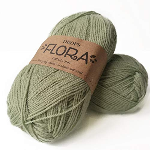 DROPS Flora 16 UNI Pistachio 4 ply Alpaca and Wool Knitting and Crochet Yarn