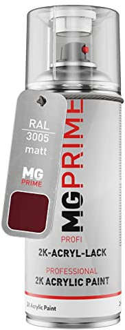 MG PRIME RAL 3005 Rojo vino/Wine red mate Bote de spray acrílico de 2 componentes aerosol 400 ml de secado rápido