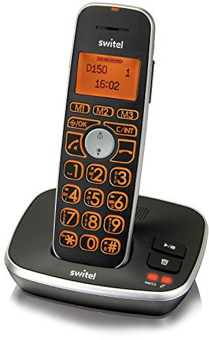 Switel D150 Vita Comfort DECT Senioren-Telefon mit Anrufbeantworter, große beleuchtete Tasten und Display, hörgerätekompatibel und extra lauter Klingelton