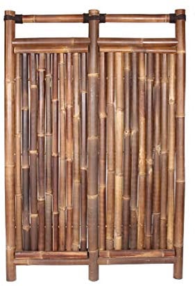 Bambuszaun Jakarta 180x120cm schwarz-braun starr aus dicken Wulung Bambusrohren mit 6 bis 7cm Durchmesser