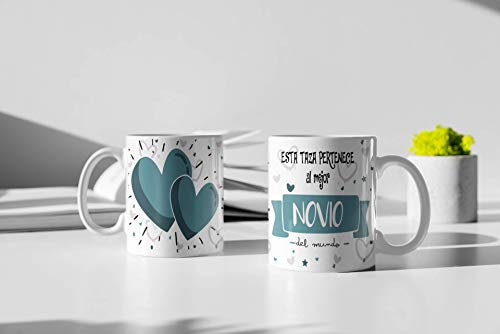 SAQUITOMAGICO Taza Personalizada con Mensaje Divertido | Regalo Original para Novio Especial | Taza de Cerámica Resistente 350 ml | Diseño Único para Disfrutar Momentos Divertidos y con Cariño