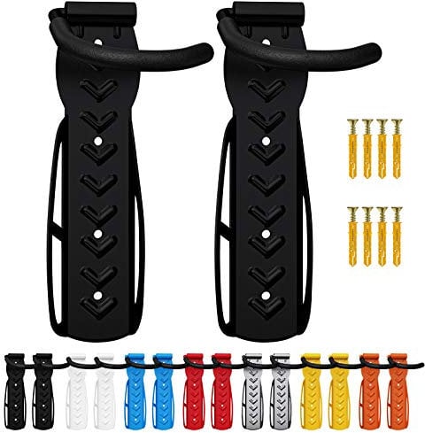 2 x WELLGRO Wand Fahrradhalter - Stahl Fahrrad Wandhalterung - Fahrrad haken - Fahrradständer - Ständer - Farbe wählbar, Farbe:Schwarz