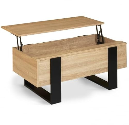 IDMarket - Table Basse Plateau relevable rectangulaire Phoenix Bois et Noir
