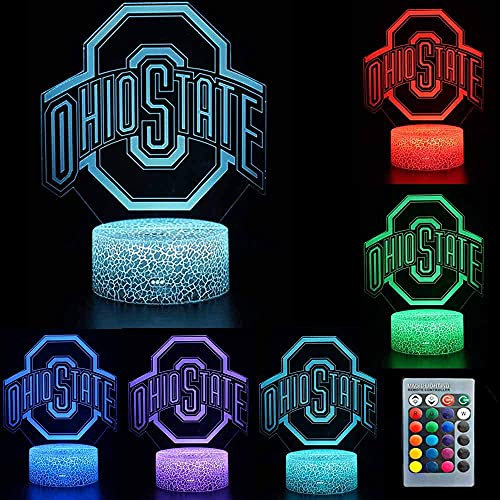 AOTOVOBOBO Ohio State University Team Logo Fußballkappe Helm Sport Fan 7 Farbwechsel Dekor Lampe Schreibtisch Tisch 3D Illusion Nachtlicht (Ohio State)
