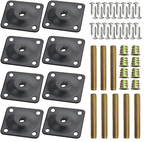 WMYCONGCONG 8 Sets Angled Furniture Leg Mounting Plates 5/16 (M8) T-Plate Heavy Duty Sofa Legs with Hanger Bolts Screws for Couches Seats (Black)