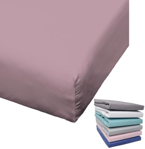 Bierbaum Biber Spannbettlaken Baumwolle 100x200 cm Weiß Grau Blau Rosa Türkis Silber Flieder Grün Taupe Rundgummi, Farbe:Flieder