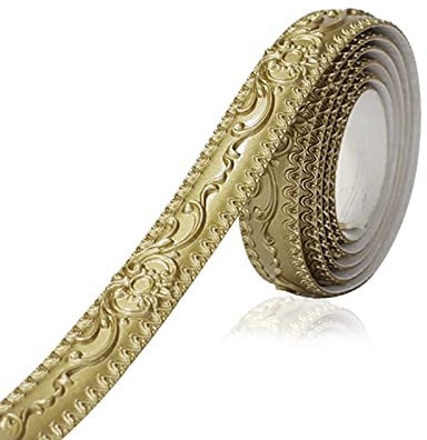 Flexible Molding Trim Self Adhesive, Crown Molding Ceiling, Wall Peel and Stick for Mirror Furniture Door Wardrobe Home Decor, 1.42 Inch x 16.4 Ft, Champagne