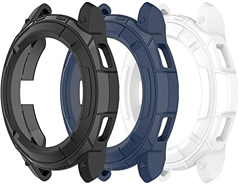 Chofit Schutzfolie kompatibel mit Samsung Galaxy Watch 4 Classic 42 mm 46 mm Hülle, TPU-Schutzhüllen mit Lünette Ring Loop Klebeabdeckung für Galaxy Watch4 Classic (42 mm, Schwarz + Blau + Weiß)