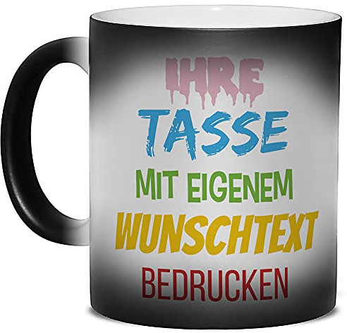 PR Print Royal Tasse mit Text selbst gestalten - Magic-Mug, Geburtstagsgeschenk, Heiratsantrag, Weihnachten - Zaubertasse Keramik Matt, 300 ml I Personalisiert, Links & Rechts vom Henkel Bedruckt