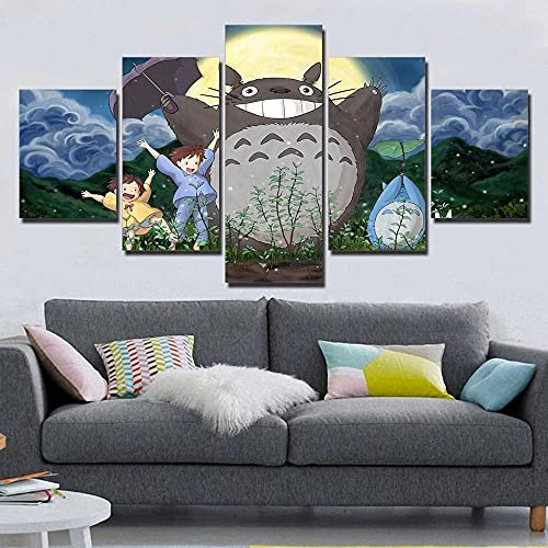 Toaueng Poster & Kunstdrucke 5 Stück Leinwandmiyazaki Hayao Totoro Anime 150×80Cm Kein Rahmen 5 Leinwand Kunst Wandkunst Fünf Teile Tafelmalerei Wandbild Hd Poster Modernes Modulares Bild