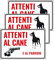 SPACE - 3 Cartelli Attenti al Cane e al Padrone 20cm x 30cm - Resistente UV - Impermeabile - Facile da installare - Fori inclusi