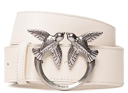 Pinko Love Berry Simply H4 Belt Vite, Cintura Donna, Z14o_bianco-old Silver, XS