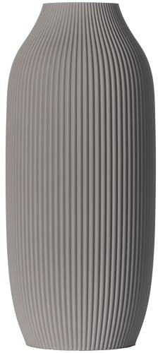 3D Vase Dekovase Stella L 30cm Bodenvase Vase Pampasgras Trockenblumen Hellgrau
