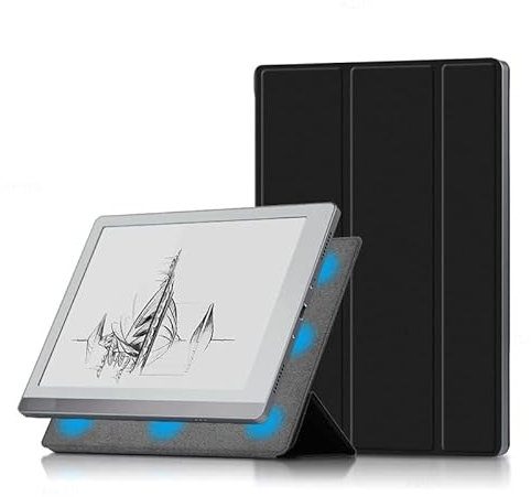 1fortunate Hüllen E-Book-Hülle E-Ink E-Book-Schutzhülle mit starker magnetischer Adsorption for Onyx BOOX Leaf 7 Zoll 2022 / Leaf 7 Zoll (Farbe : Schwarz)