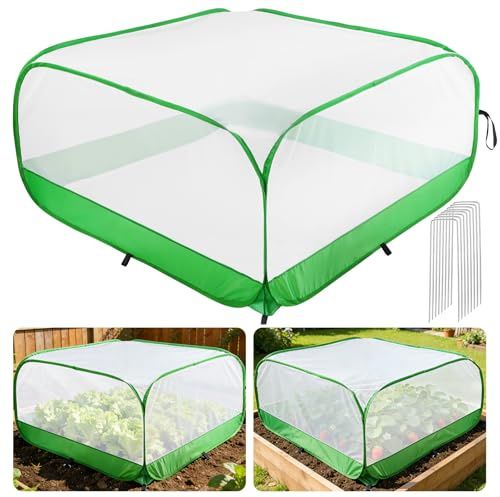 Pop-Up-Gartennetz für quadratische Hochbeete, 122 cm L x 120 cm B x 60 cm H