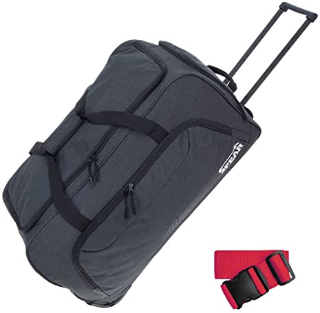 SPEAR Reisetrolley Weekender 68cm Reisetasche Herren 910 Schwarz +g | 85L 68cm Schultergurt, Rolltasche, Herren, Koffergurt inklusive, Zug, Bahn Mädchen, Damen, Jungen Freizeit