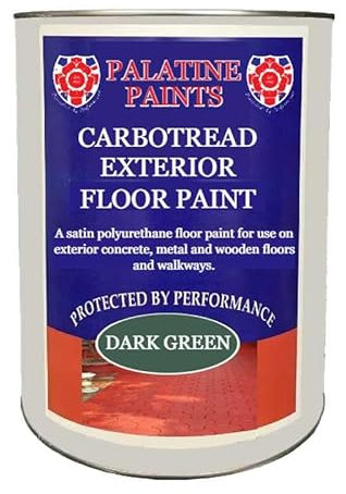 Palatine PaintsProtected By Performance Carbotread Exterior Floor Paint Smooth - for Concrete, Metal, Wood (Light Brunswick Green, 1 Litre)