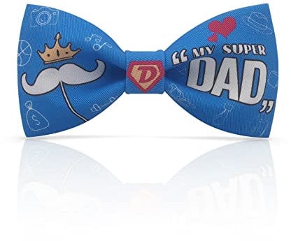 Lanzonia Blau Vatertag Fliege Kinder Jungen von 4 bis 12 Jahre Blaue Fliegen Lustig Schnurrbart Muster Papa Gemustert Witzig Speziell Ausgefallen Kinderfliege für Party Vater tag