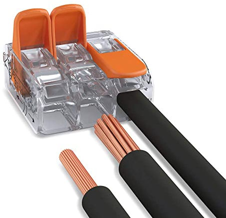 Klemme, 3-Leiter, 4 mm², Verbindungsklemmen mit Hebel, 221-413 (50 Stück) Rollo elektrisch Rolladen