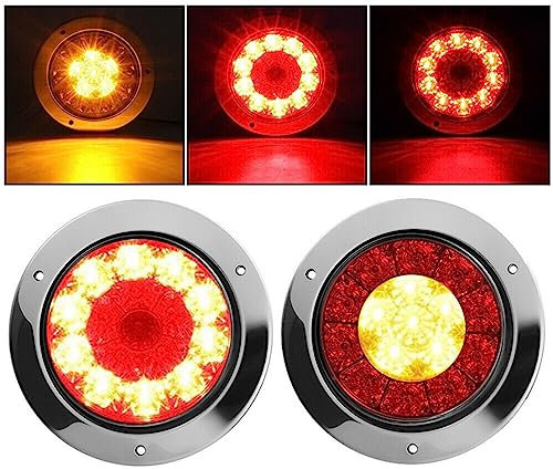 Krtopo 2x 16 LED Feux de Remorque Feux Arrière 12 / 24V Indicateur de Freinage Feu de Course Feux d’arrêt de Clignotants étanches pour Camionnette Caravane RV etc