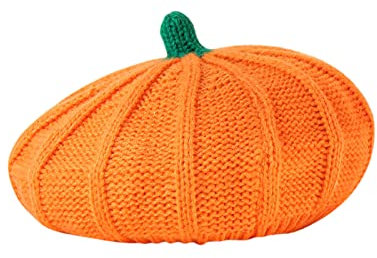 BIISDOST Mütze Damen Herbst Pinguin Mütze Kinder Halloween-Kürbismütze Winter Warme Baumwolle Laufsport Warme Eltern-Kind-Strickmütze Baskenmütze Weinrot Baskenmütze Damen Kariert (Orange, One Size)