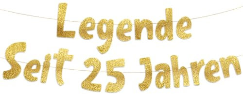Lustige Banner, Glitzerbanner Legende Seit 25 Jahren, Partyzubehör zum 25. Geburtstag