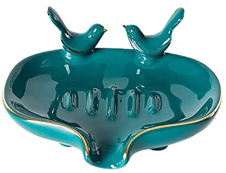 SUNFECILI Mini-Seifenschale, Keramik, Oval, Grün - Seifenschale für das Badezimmer, Hotel, Zuhause