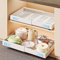 HOTOOLME 2 Pack Pull Out Cabinet Organiser Extendable Slide Out Drawers with Adhesive Heavy Duty Pull Out Shelf Adjustable Width （32-48cm） for Kitchen Storage (White)