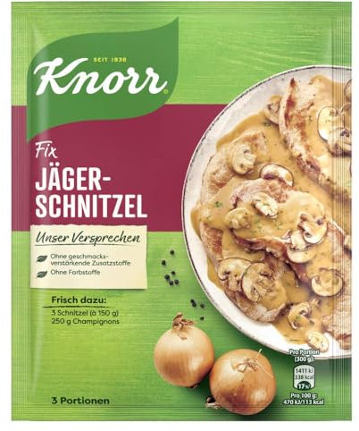 Jäger-schnitzel - Assaisonnement Compatible avec Knorr pour une préparation Rapide Sans Additifs escalopes - Mélange prête en un instant - 3 portions - Compatible avec Knorr Fix - 47g