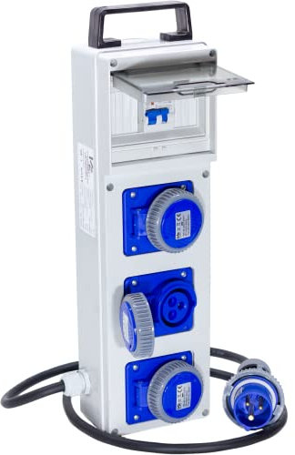 ELETTROWATT - Quadro Elettrico di Distribuzione Industriale da Cantiere ASC Portatile - 3 Prese CEE IP67 da 16A - Magnetotermico da 16A - Quadro Monofase Con Certificazione Inclusa - Made in Italy