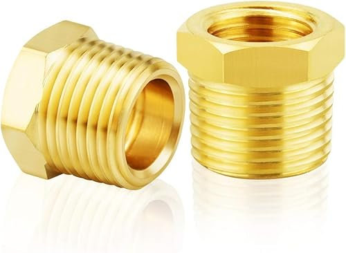 TAILONZ PNEUMATIC Raccord fileté en laiton pour tuyau 1/4 pouce BSP mâle x 3/8 pouce BSP femelle Adaptateur à douille hexagonale （5Pcs）