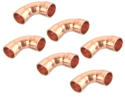 QUARKZMAN 6 Stück 6.35mm Kupferrohr Bogen, Pressfitting Kupfer mit Dichtungen für Trinkwasser und Gasleitungen