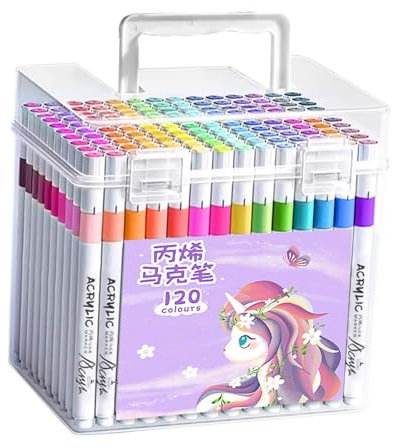 Nishiyuenyi 120Pcs Acrylic Paint Markers Professional for Canvas Rock Painting