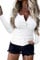 TrendiMax Womens Long Sleeve Henley Shirts Button Down Ribbed Knit Fleeced T Shirt Slim Fit Blouse Tops White