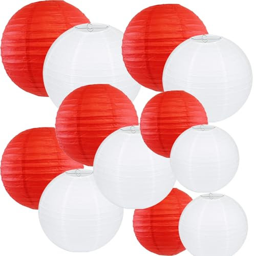 Peywot Runde Papierlaternen, verschiedene Größen (15,2 cm, 20,3 cm, 25,4 cm, 30,5 cm), für Heimdekoration, Restaurant, Kirche, Hochzeit, Geburtstag, Party-Dekorationen, hängende chinesische japanische