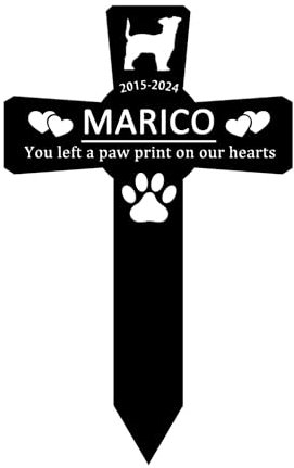 Marqueur de Tombe pour Chien personnalisé Piquet commémoratif de Race de Chien Signe en métal Croix de Jardin Chien Piquet de Perte de Chien Piquet de sympathie Plaque de Tombe Cadeau de Perte