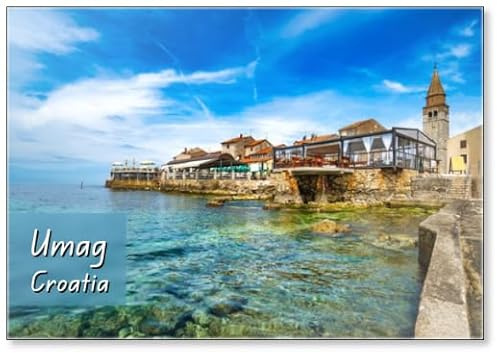 Küstenszene Umag,kroatien, Kühlschrankmagnet