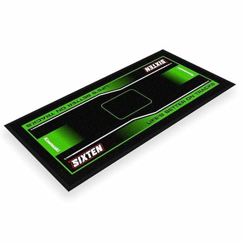 Tapis Moto Vert Marker 95x200 - Tapis Environnemental Moto - pour Les Paddocks et Le Garage - Lavable et Ecologique - Idéal Cadeau Moto